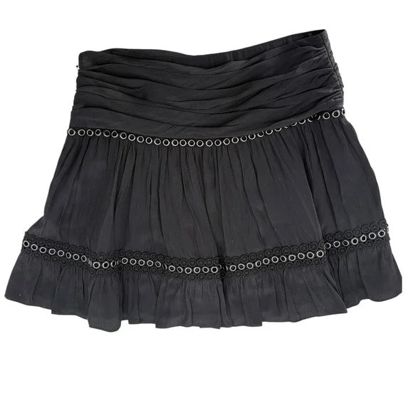 RAMY BROOK Skirt NEW Size 8 Esmeralda Black Silver Mini Stretch Eyelet Lace